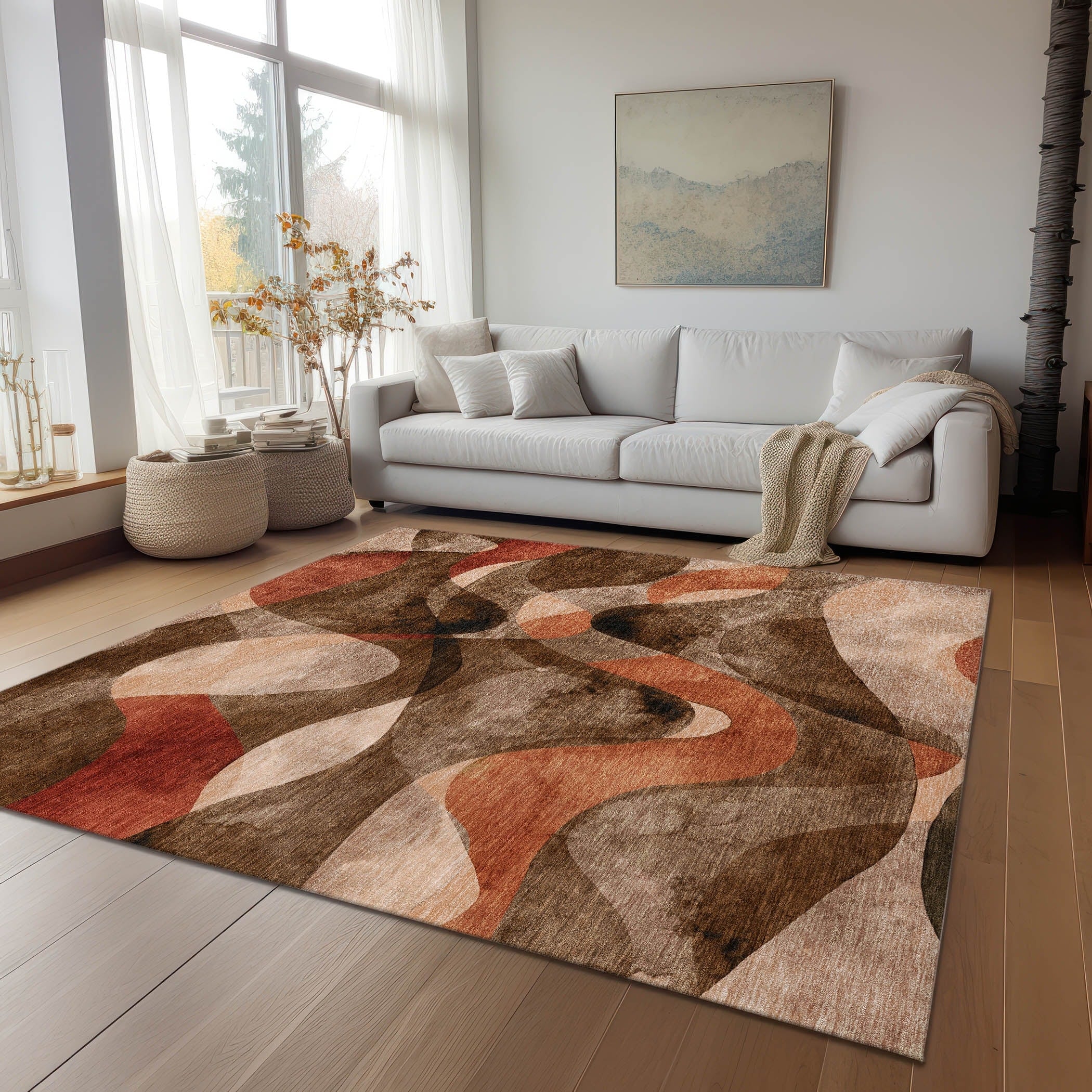 Tapis Chantille moderne lavable en machine pour intérieur/extérieur