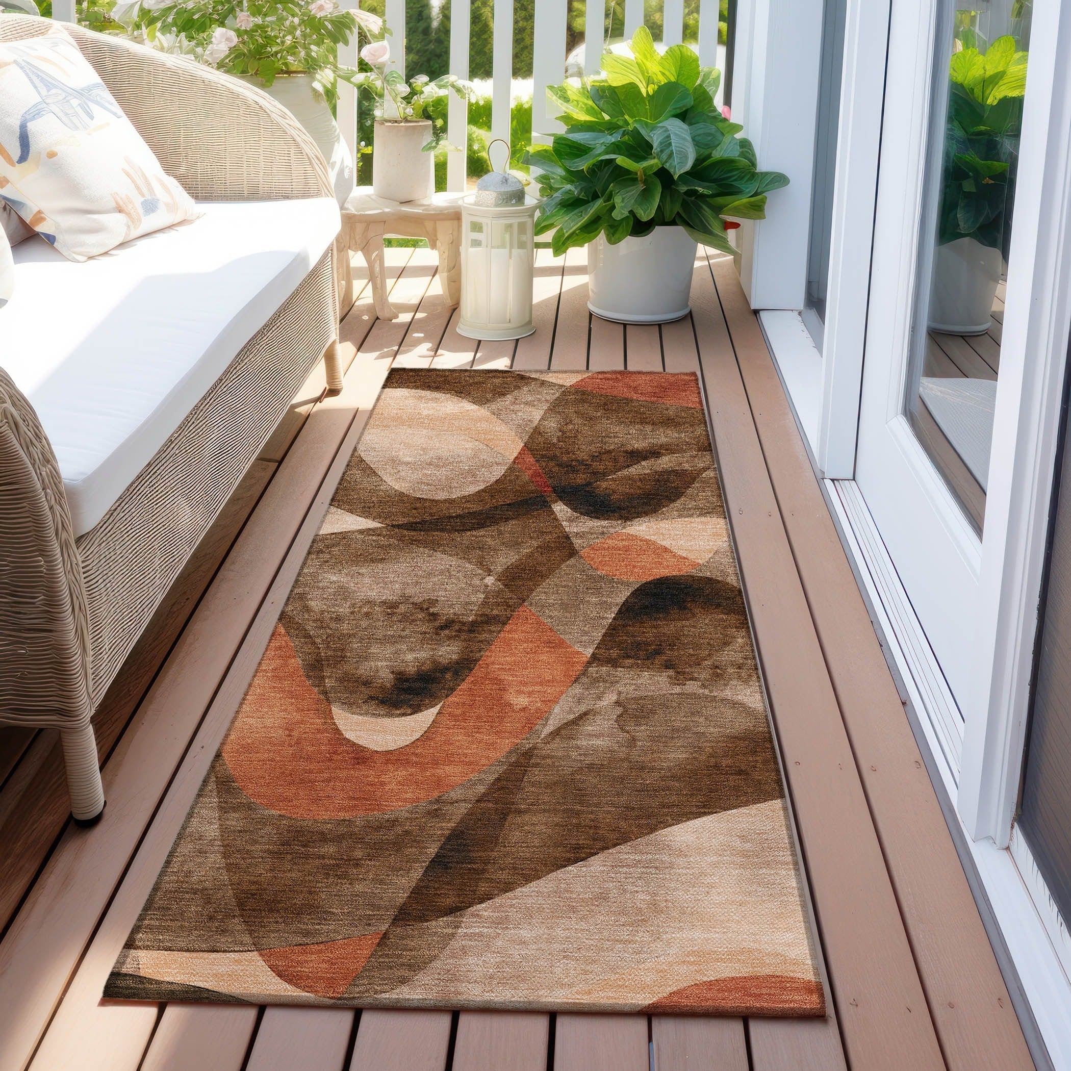 Tapis Chantille moderne lavable en machine pour intérieur/extérieur