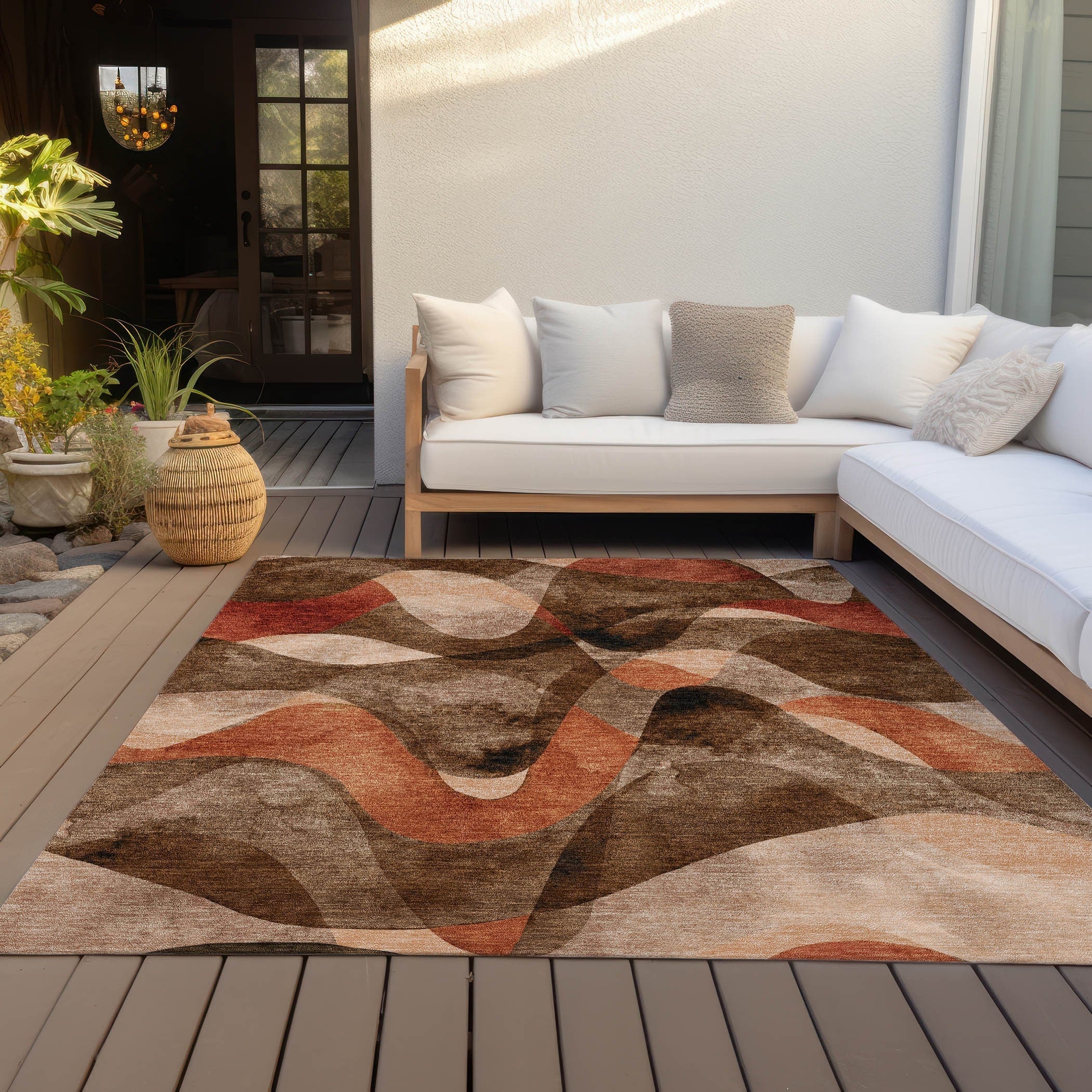 Tapis Chantille moderne lavable en machine pour intérieur/extérieur