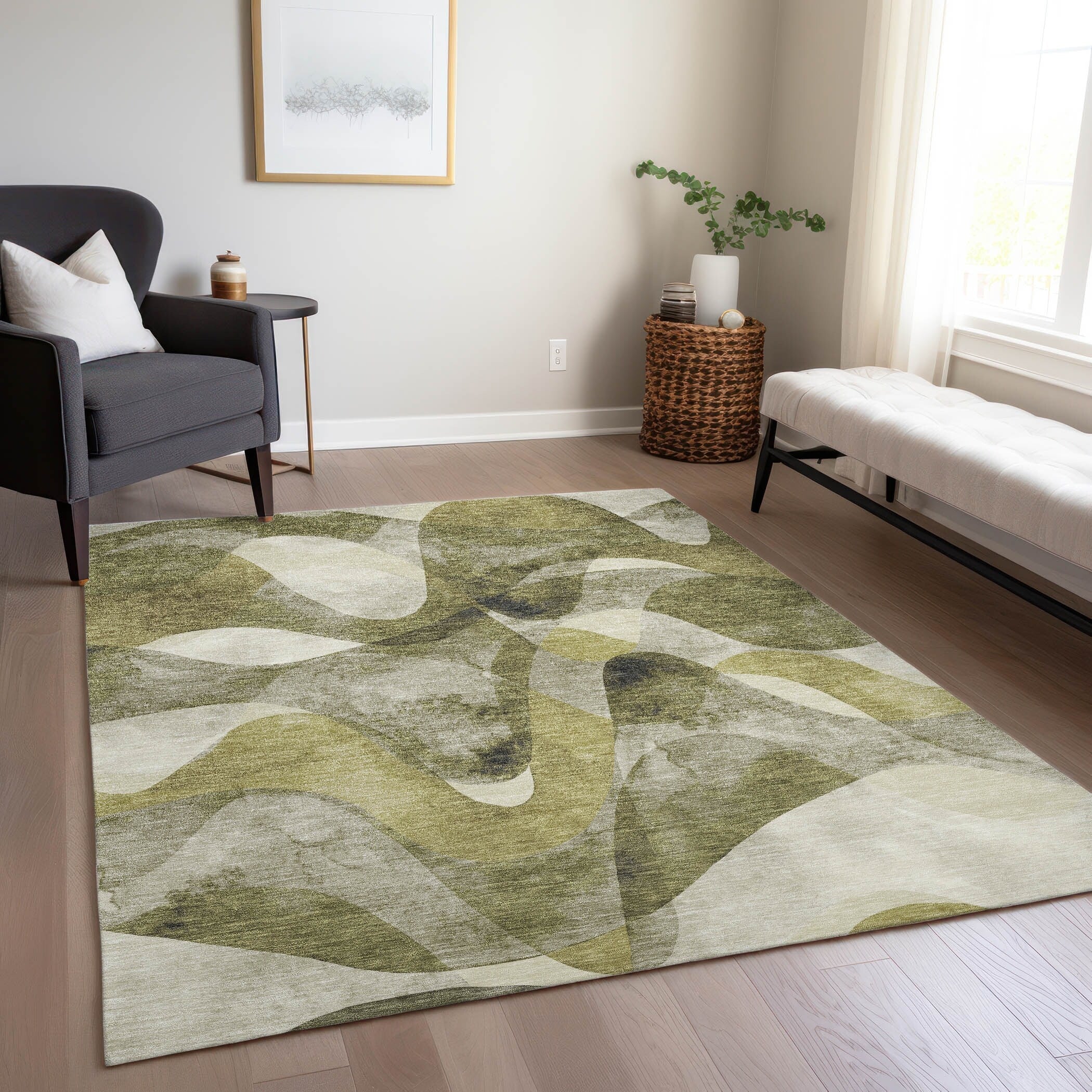Tapis Chantille moderne lavable en machine pour intérieur/extérieur