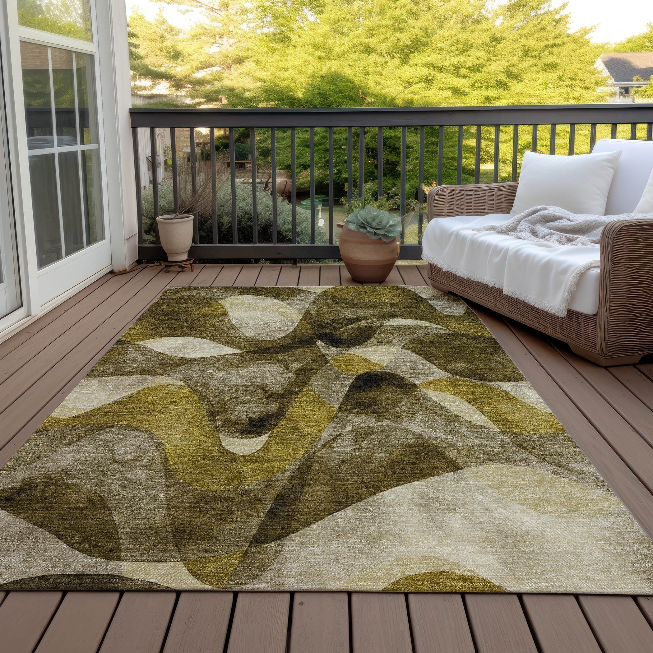 Tapis Chantille moderne lavable en machine pour intérieur/extérieur