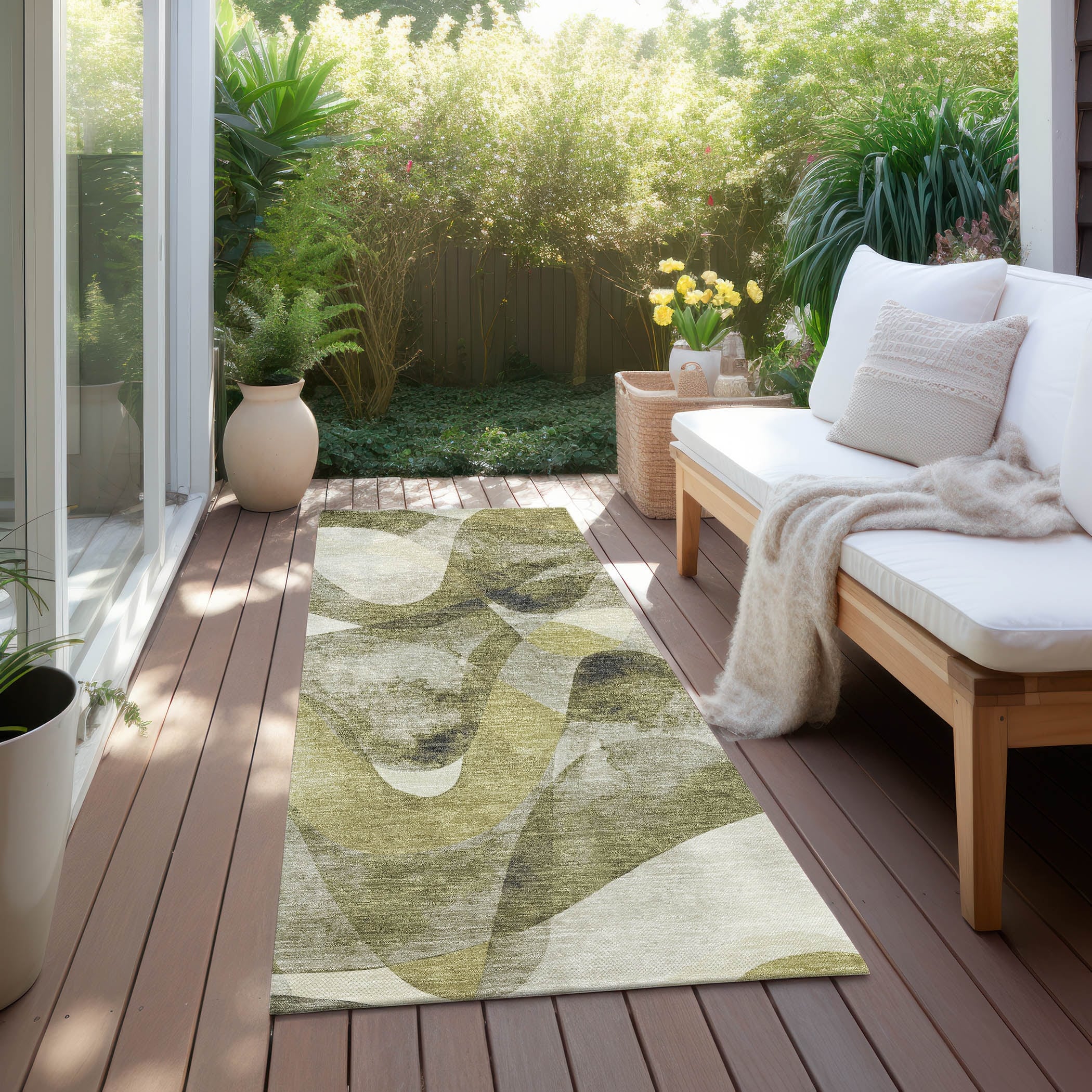 Tapis Chantille moderne lavable en machine pour intérieur/extérieur