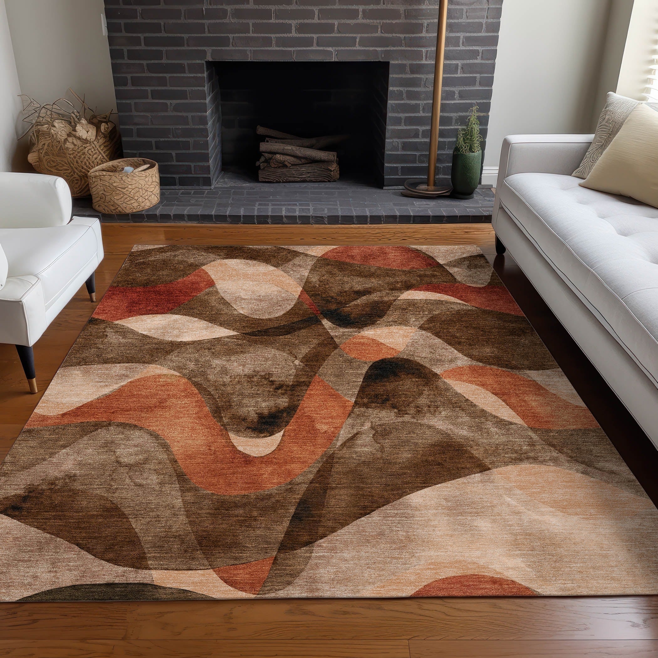 Tapis Chantille moderne lavable en machine pour intérieur/extérieur