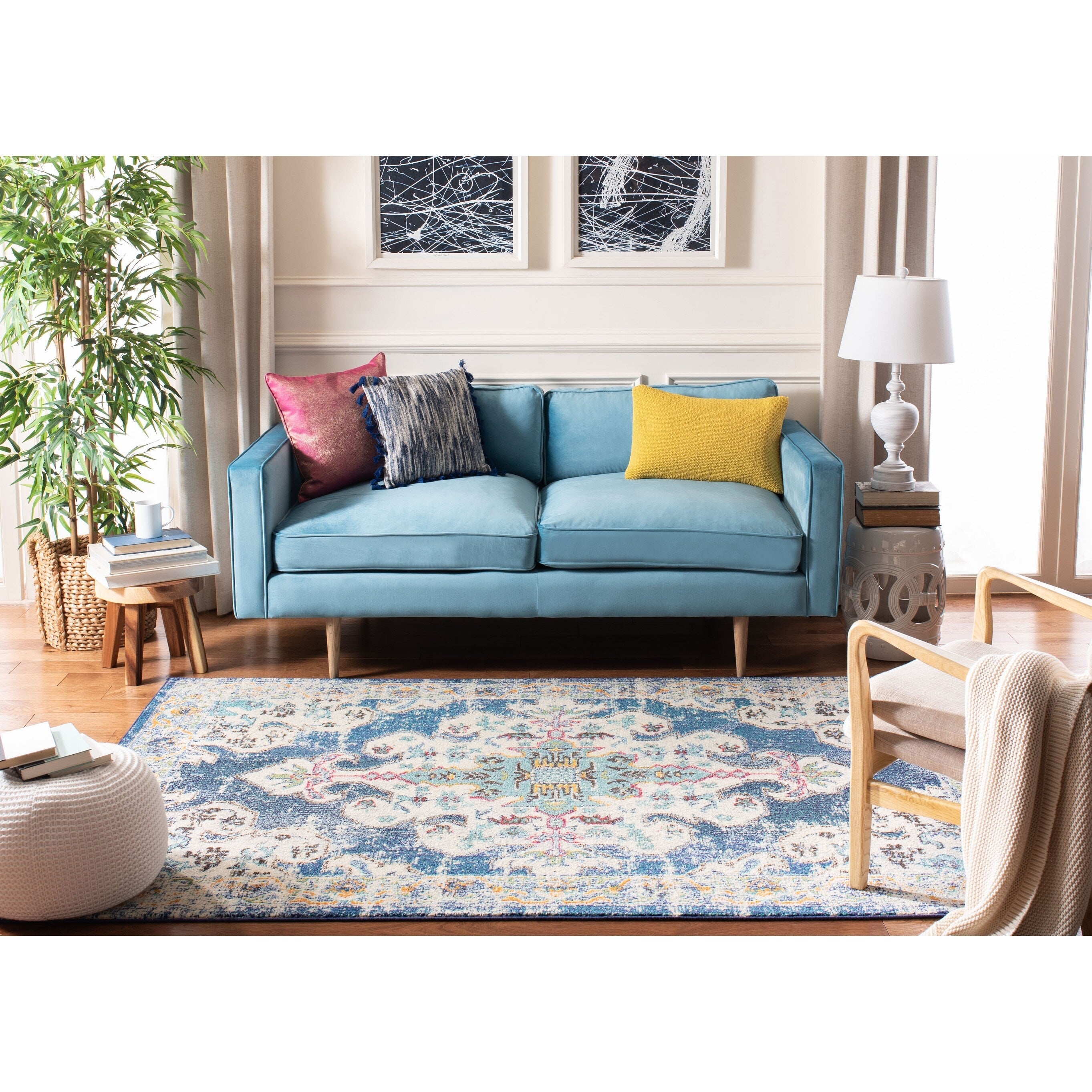 Tapis décoratif SAFAVIEH Madison Marilou Boho Medallion effet vieilli
