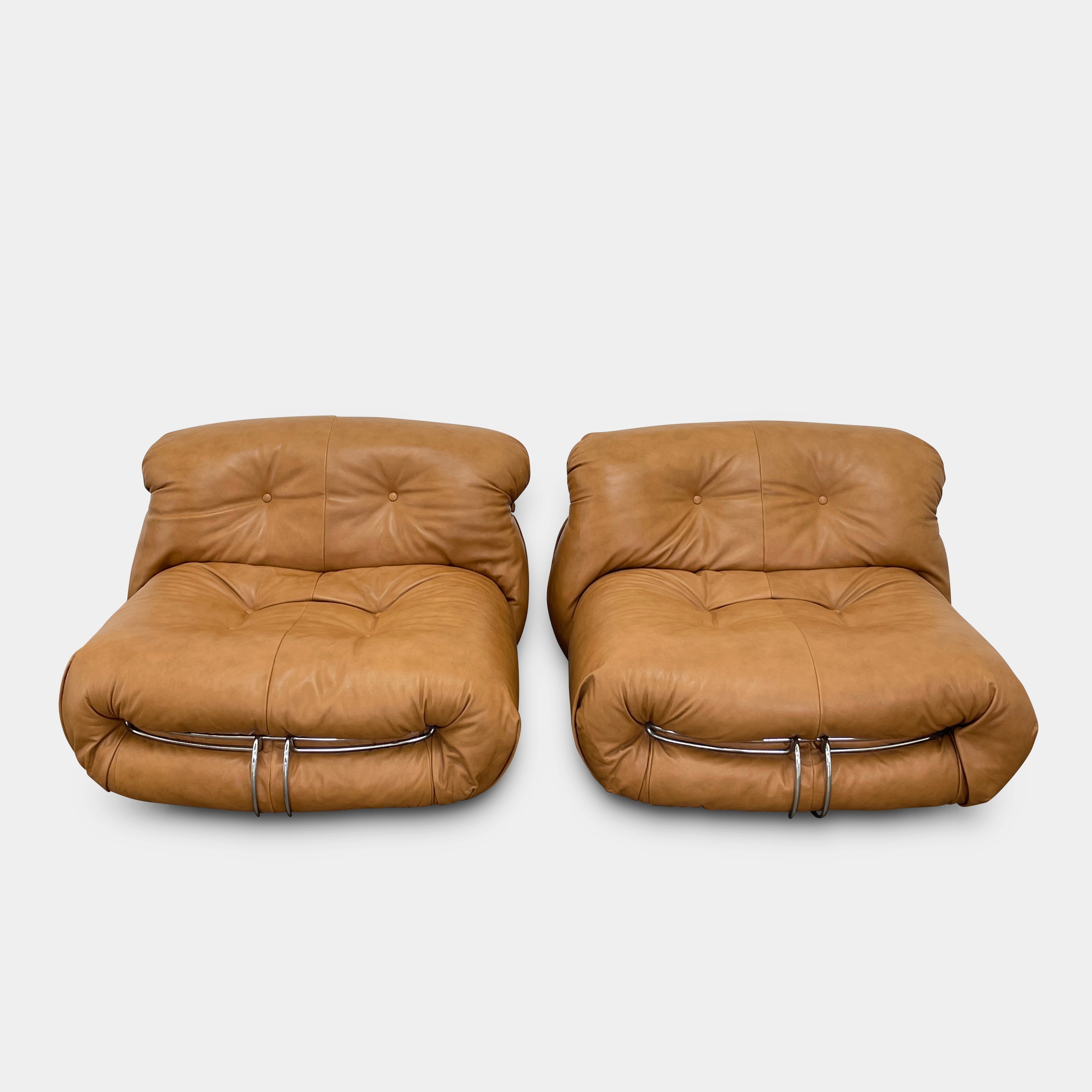 Chaises Cassina Soriana vintage des années 1970 par Afra &amp; Tobia Scarpa, lot de 2