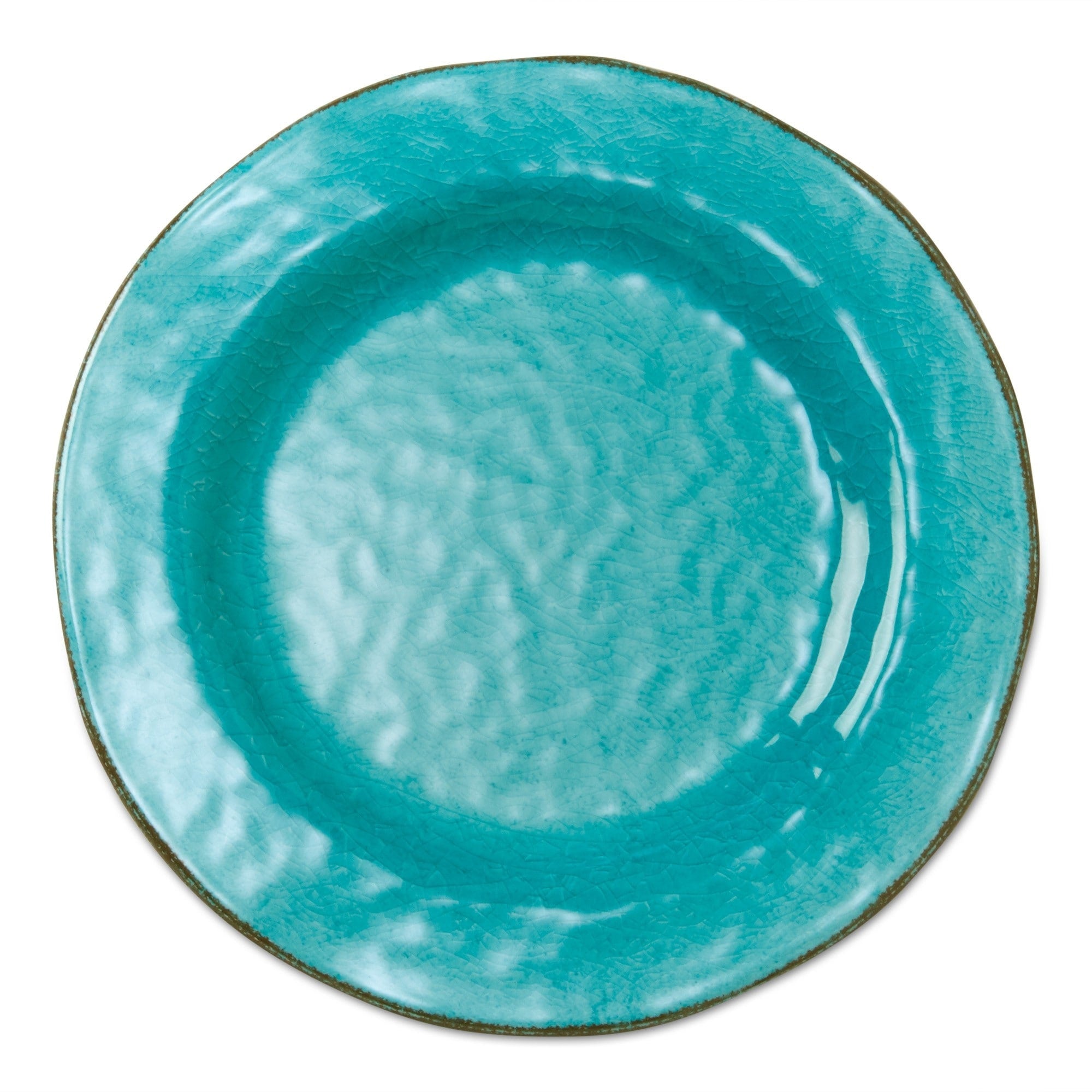 Ensemble de 4 assiettes de table en mélamine émaillée craquelée Veranda de 10,75 po, lavables au lave-vaisselle, pour l'intérieur et l'extérieur, bleu