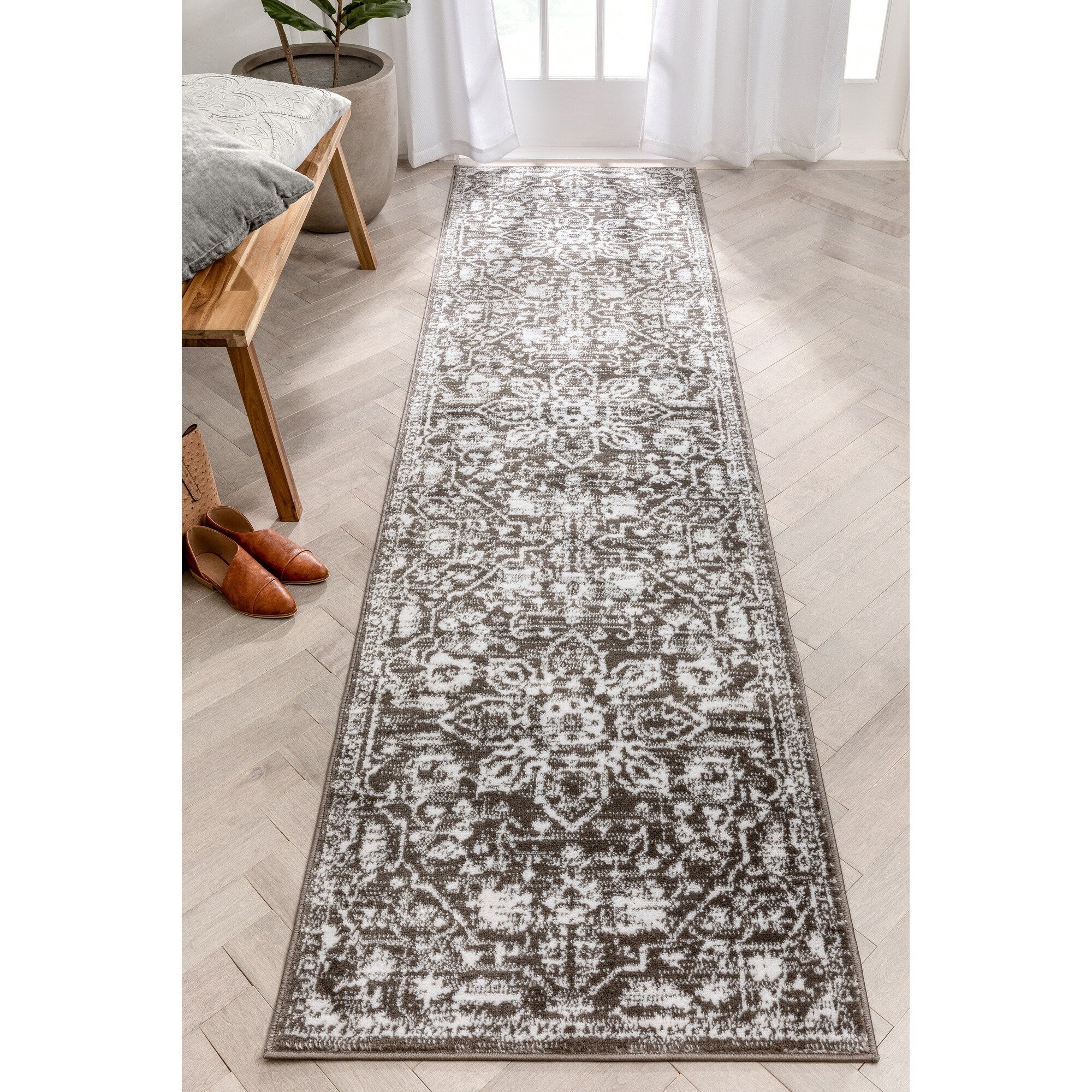 Tapis d'intérieur à motif floral oriental bohème vintage Dazzle Disa bien tissé