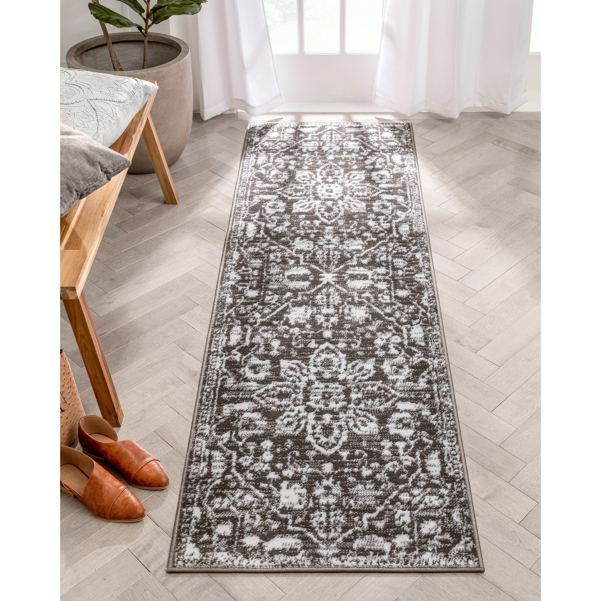 Tapis d'intérieur à motif floral oriental bohème vintage Dazzle Disa bien tissé