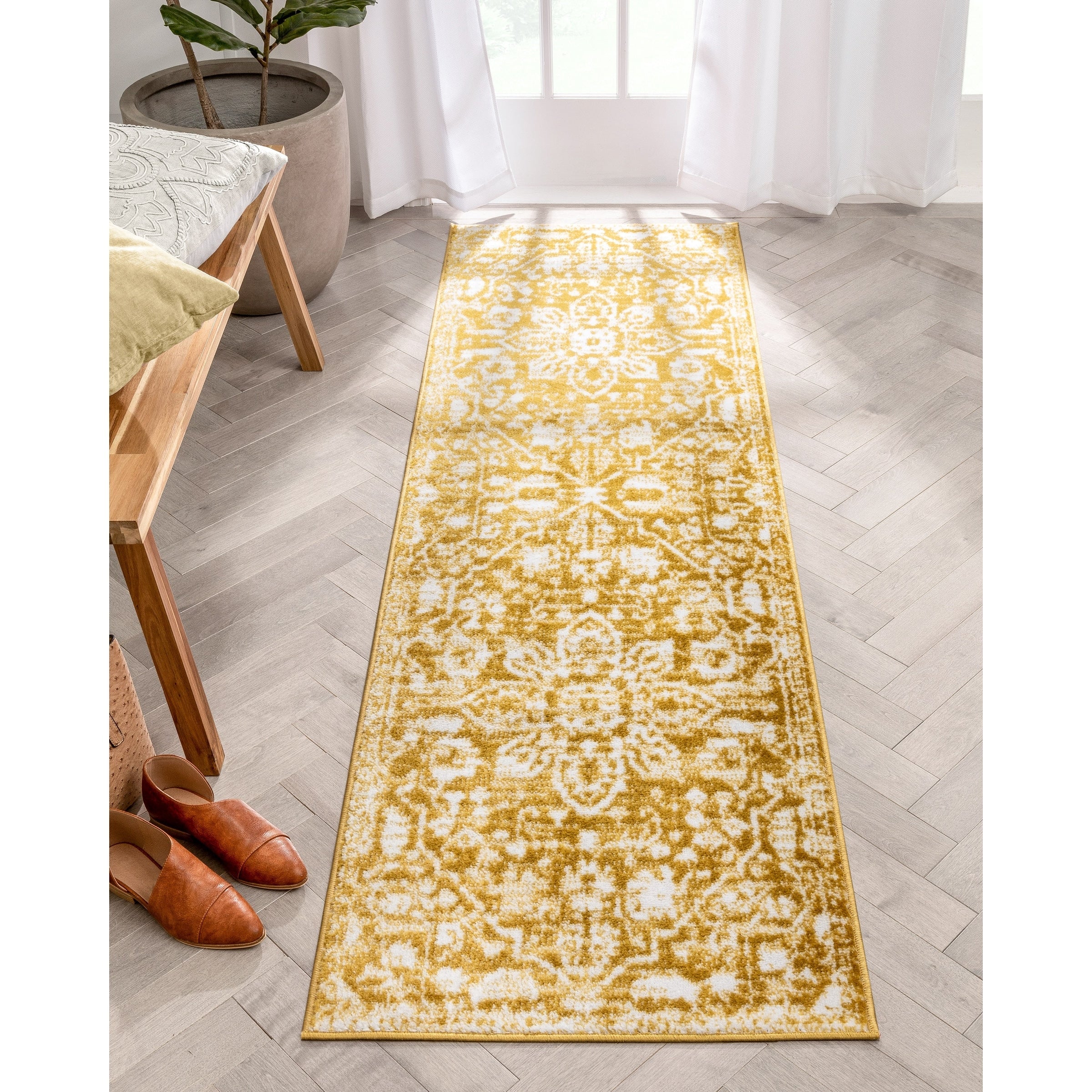 Tapis d'intérieur à motif floral oriental bohème vintage Dazzle Disa bien tissé